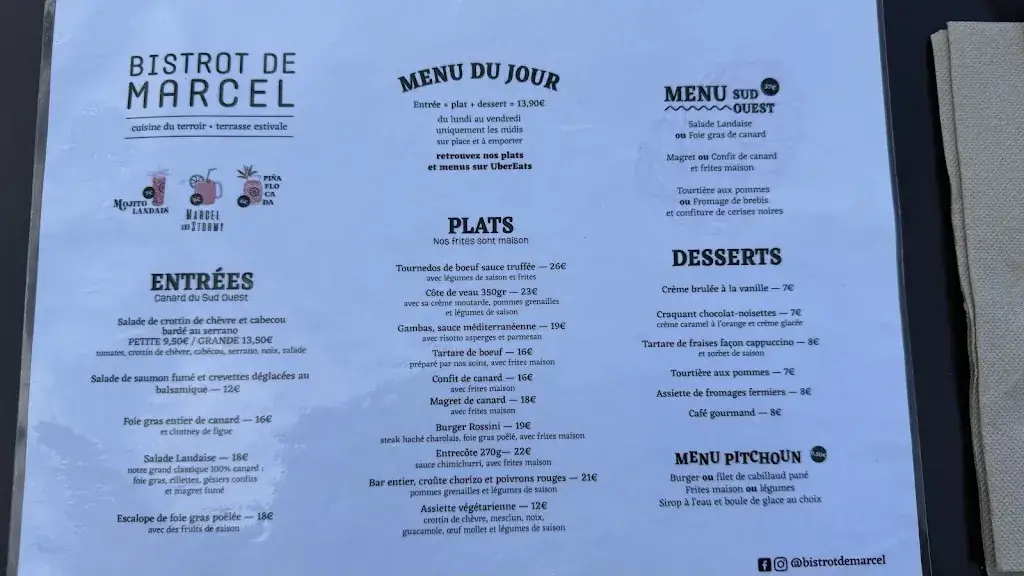 Menu_Bistrot de Marcel_Mont-de-Marsan_image_2