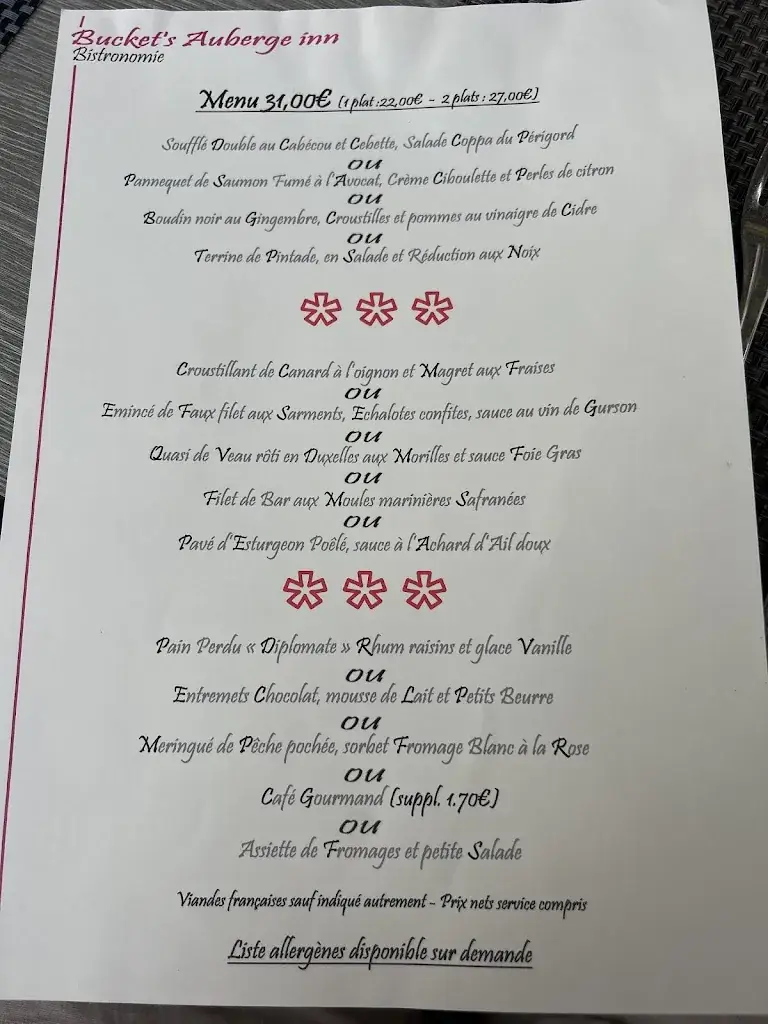 Menü_Bucket's Auberge Inn_Montazeau_Bild_1