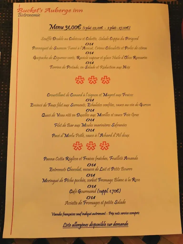 Menü_Bucket's Auberge Inn_Montazeau_Bild_2