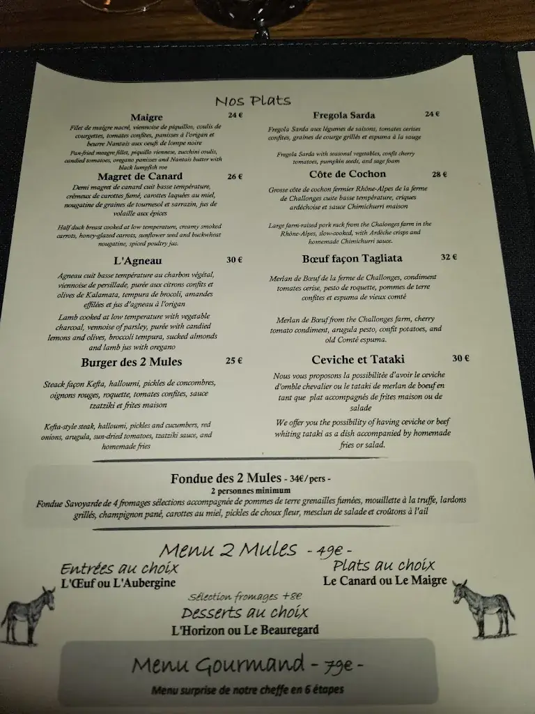 Menu_Les 2 mules - Restaurant La Clusaz_Clusaz_image_1