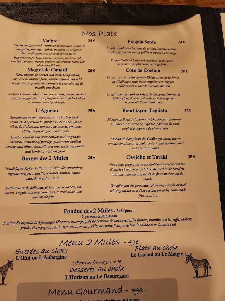 Menu_Les 2 mules - Restaurant La Clusaz_Clusaz_image_2