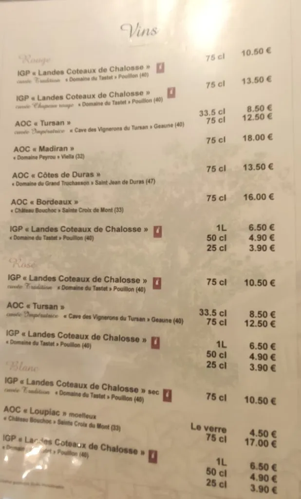Menu_Ferme Auberge Restaurant Le Vieux Chene_Castelnau-Chalosse_image_3