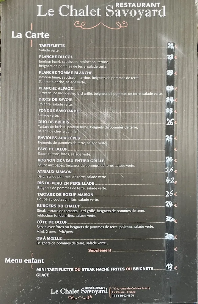 Menu_Restaurant Le Chalet Savoyard_Clusaz_image_3