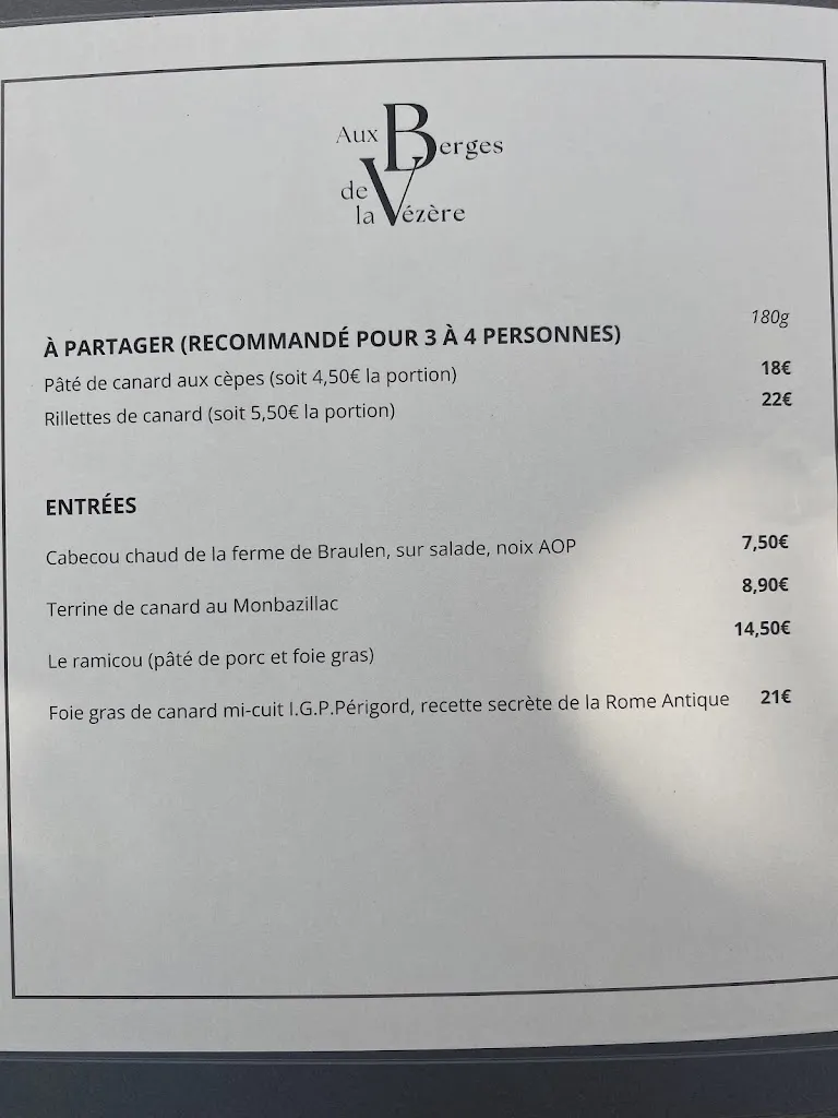 Menu_Aux Berges de la Vézère_Montignac-Lascaux_image_4