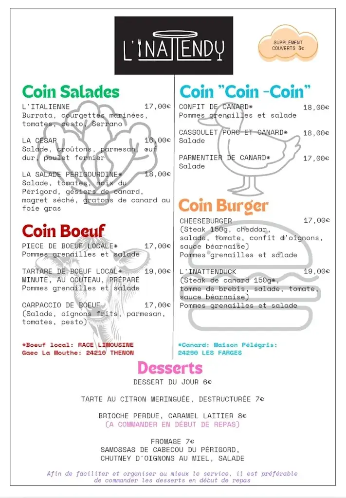 Menu_L'INATTENDU RESTAURANT_Montignac-Lascaux_image_2