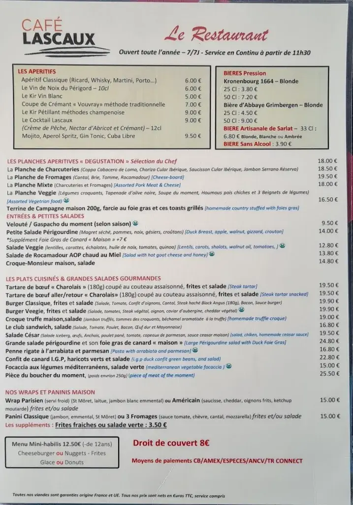 Menu_Restaurant Café Lascaux_Montignac-Lascaux_image_4