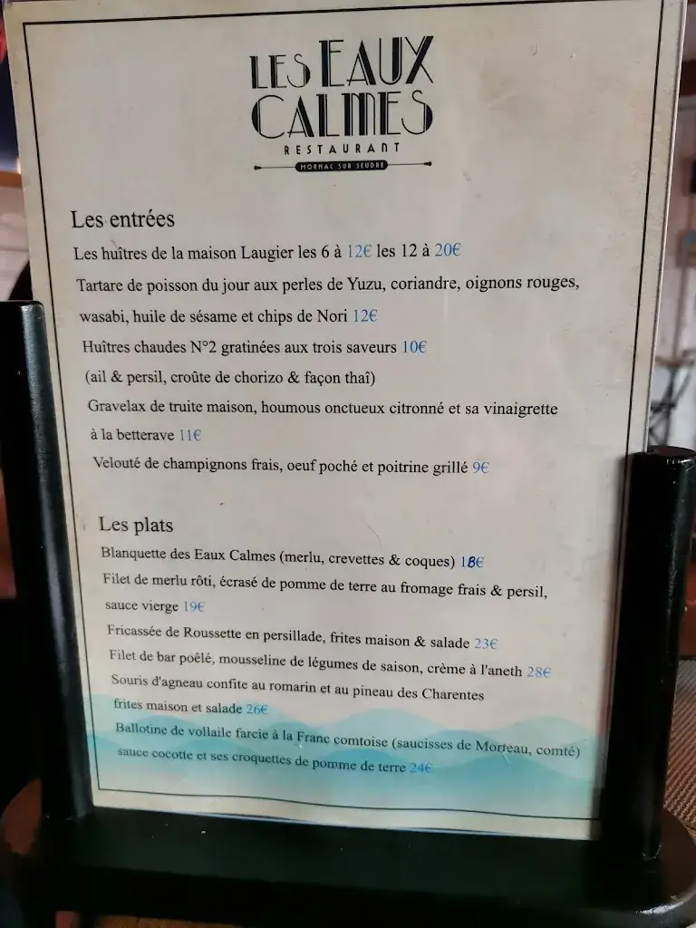 Menu_Restaurant Les Eaux Calmes_Mornac-sur-Seudre_immagine_1