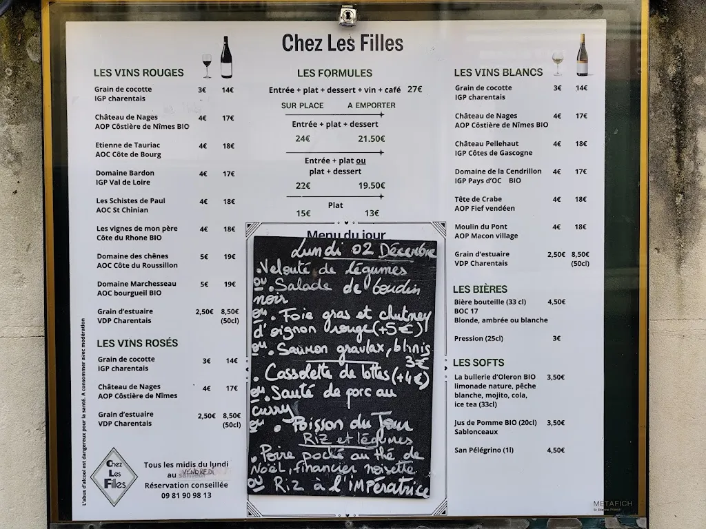 Menu_Chez Les Filles - Restaurant Saintes_Saintes_image_1