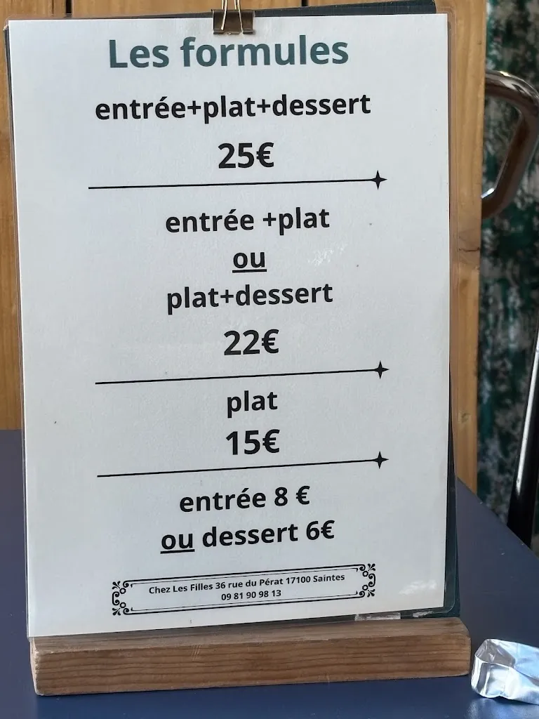 Menu_Chez Les Filles - Restaurant Saintes_Saintes_image_3