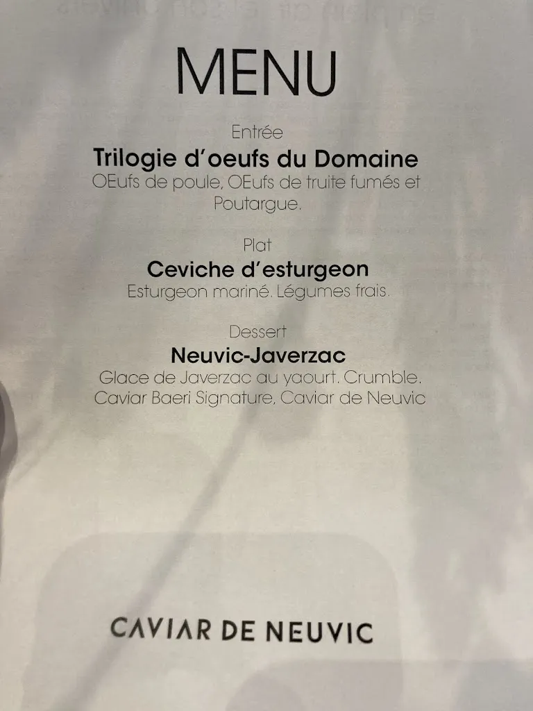 Menu_Restaurant : Le Domaine Caviar de Neuvic_Neuvic_immagine_2