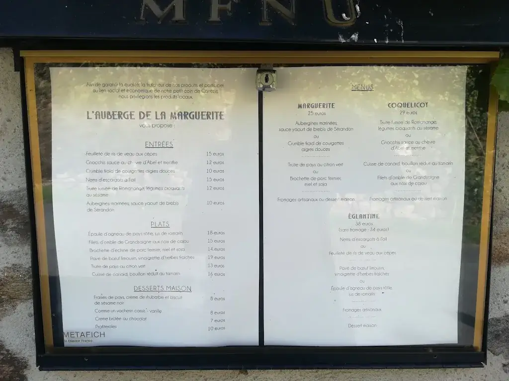 Menu_Auberge de la Marguerite_Saint-Hilaire-Luc_image_1
