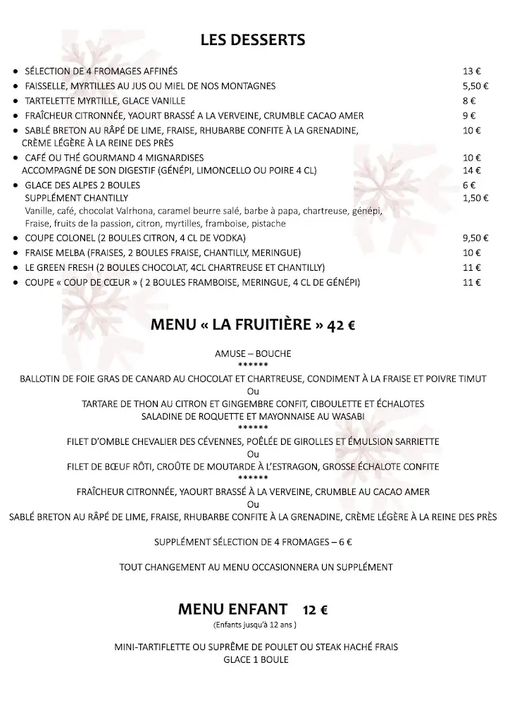 Menu_Restaurant La Fruitière Cuisine Gourmande_Clusaz_image_1