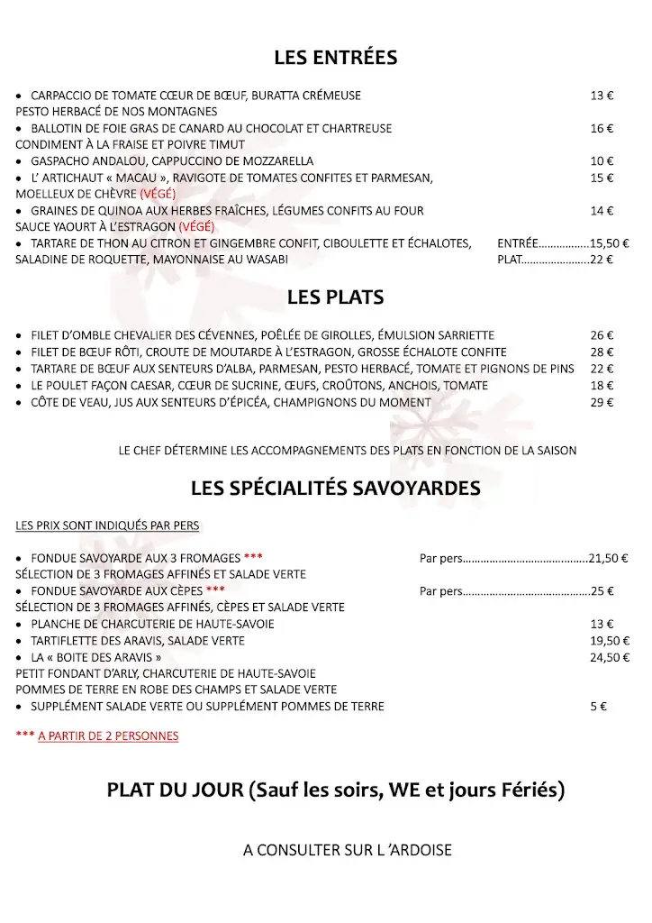 Menu_Restaurant La Fruitière Cuisine Gourmande_Clusaz_image_3