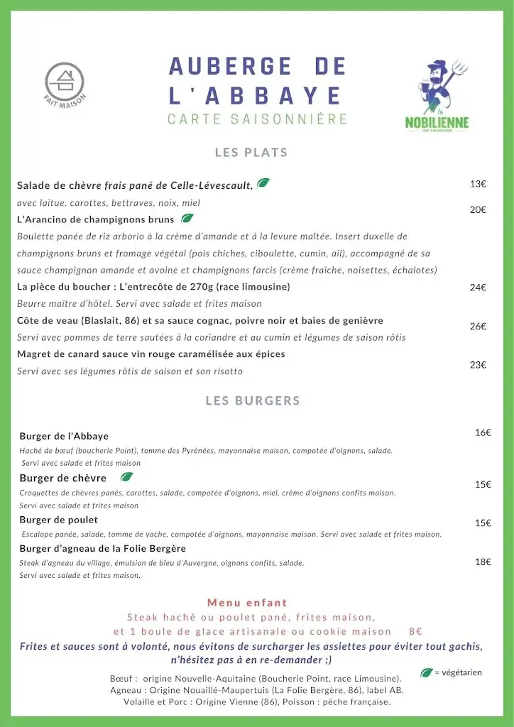 Menu_L'Auberge de l'Abbaye_Nouaillé-Maupertuis_immagine_2