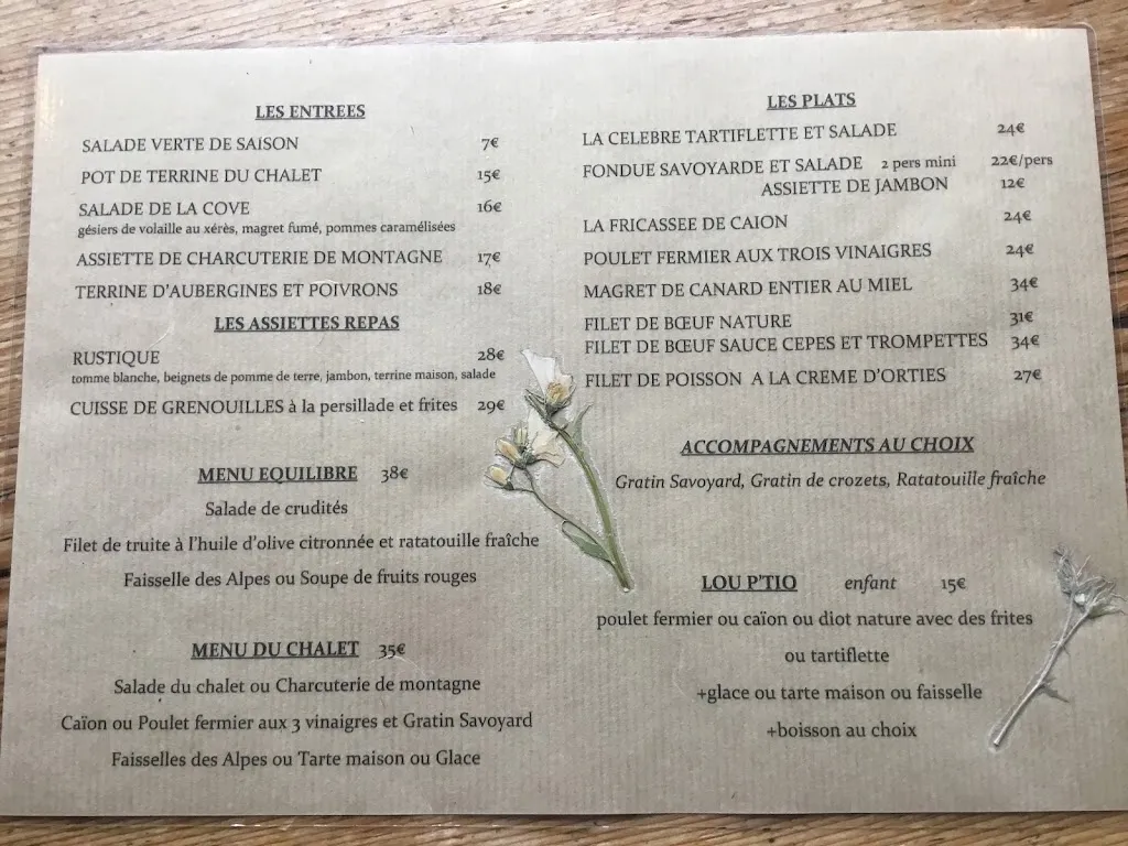 Menu_The Lake cottage_Clusaz_image_1