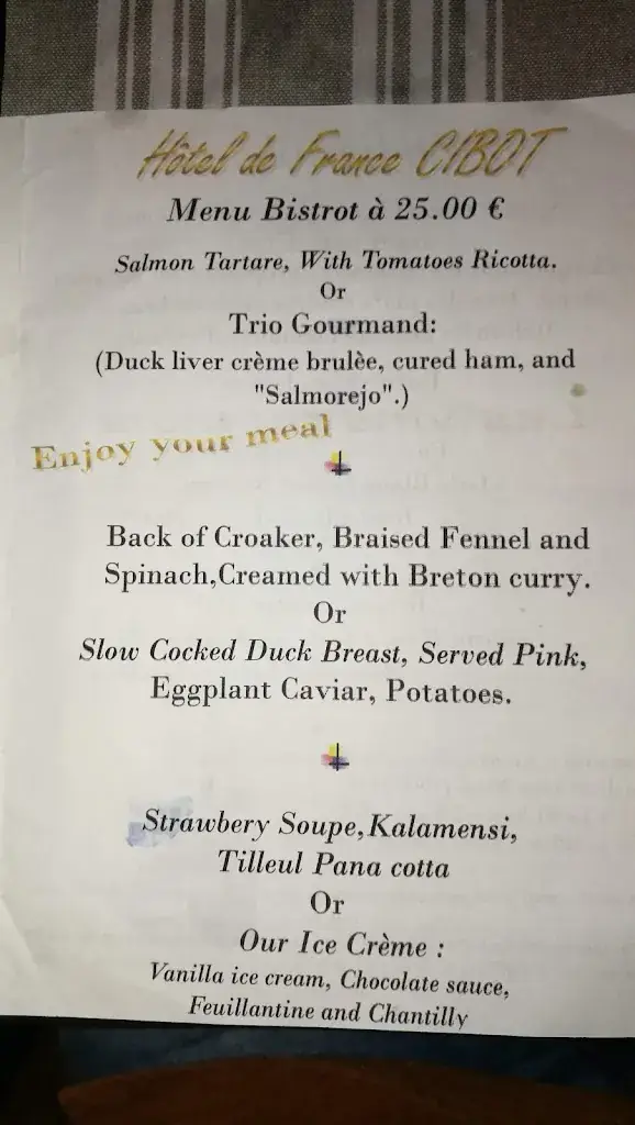 Menu_Hôtel de France_Saint-Pardoux-la-Rivière_immagine_2