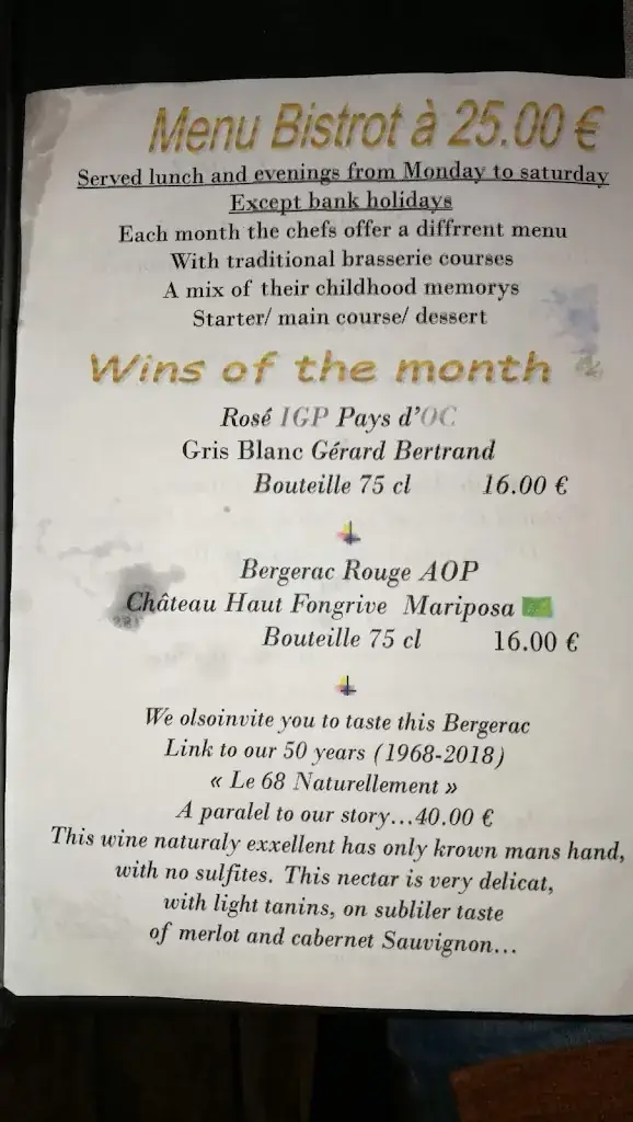 Menu_Hôtel de France_Saint-Pardoux-la-Rivière_immagine_4