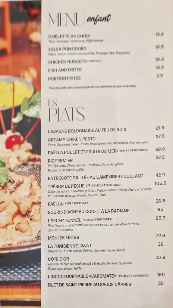 Menü_L’Aromate Restaurant - Pizzeria_Tunisia_Bild_2