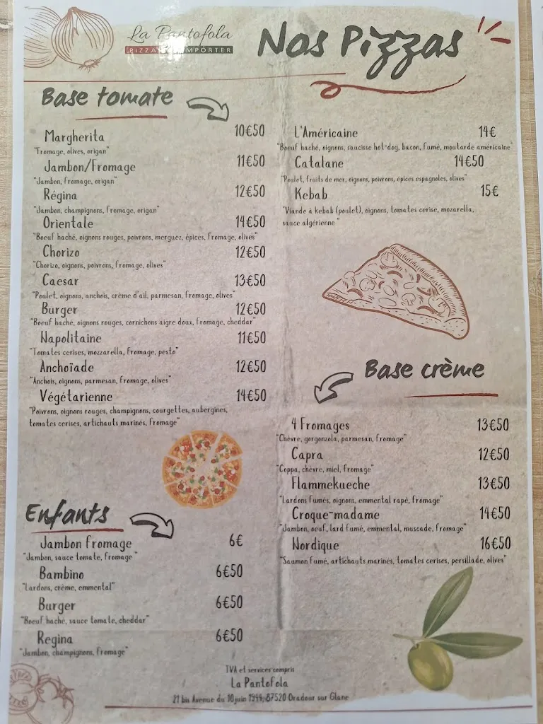 Menu_PIZZERIA LA PANTOFOLA_Oradour-sur-Glane_immagine_1