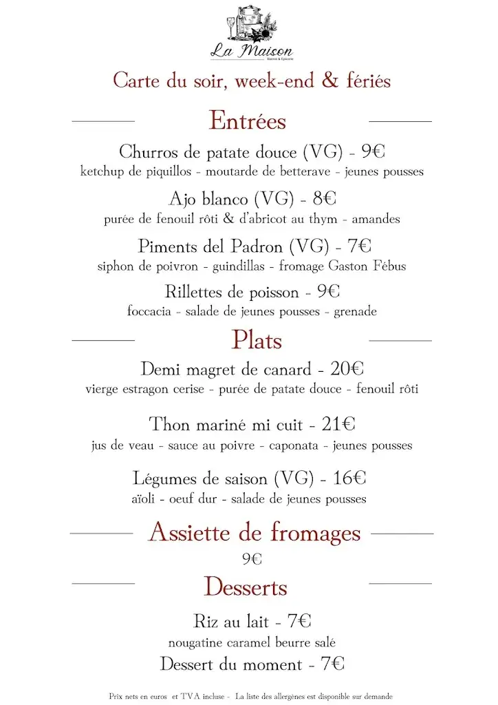 Menu_La Maison de l'horloge_Orthez_image_2