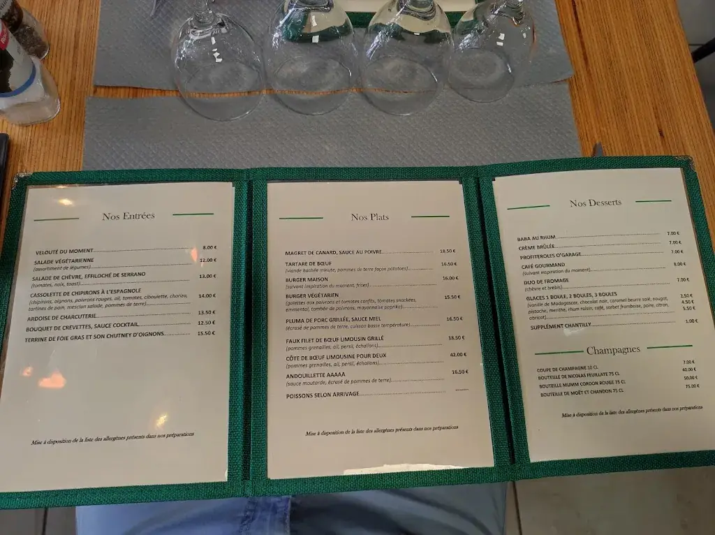 Menu_O'Garage - Brasserie_Orthez_image_1