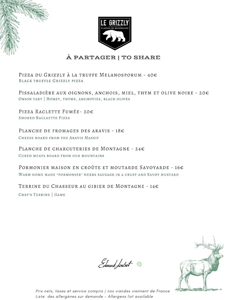 Menu_Le Grizzly Beauregard_Clusaz_image_2
