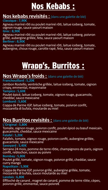 Menu_Burger's & Soul Food_Orthez_image_2