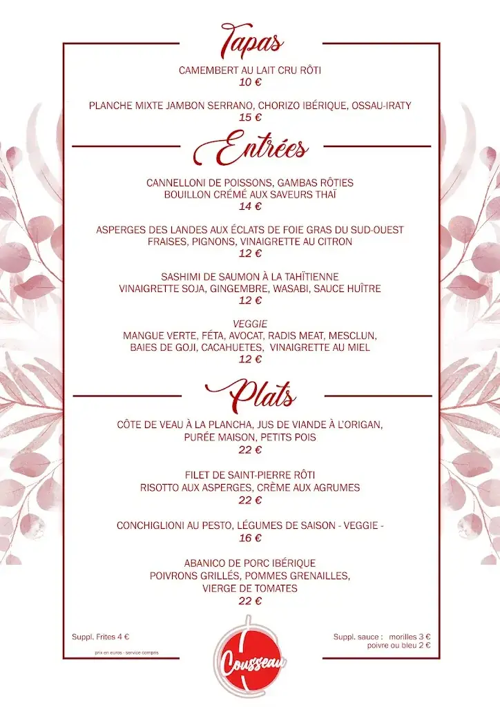 Menu_Hôtel-Restaurant Cousseau_Parentis-en-Born_image_1