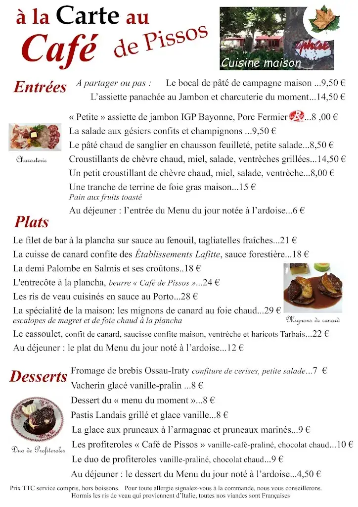 Menu_Restaurant le Café De Pissos_Pissos_image_1