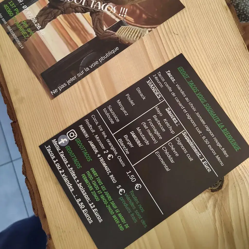 Menu_Snack Chez Groott_Pomarez_image_1