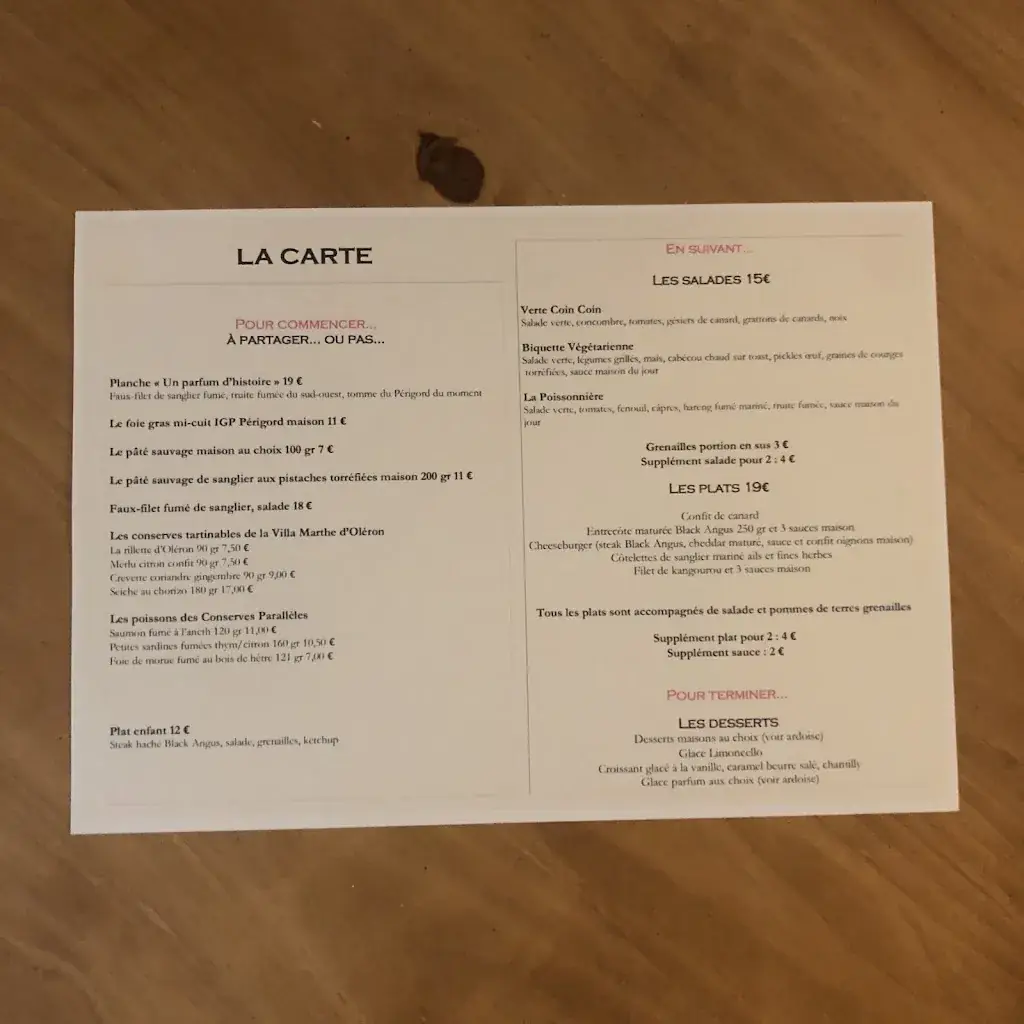 Menu_Chez Juliette - TheVin & Co_Périgueux_image_1