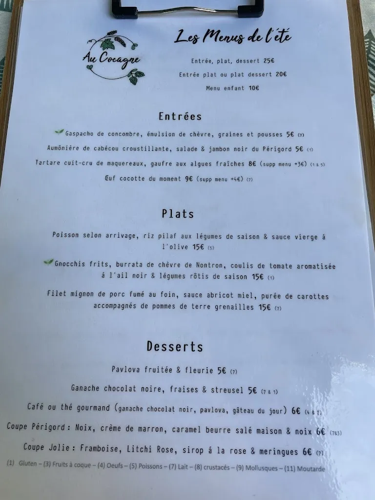 Menu_Au Cocagne_Périgueux_image_2