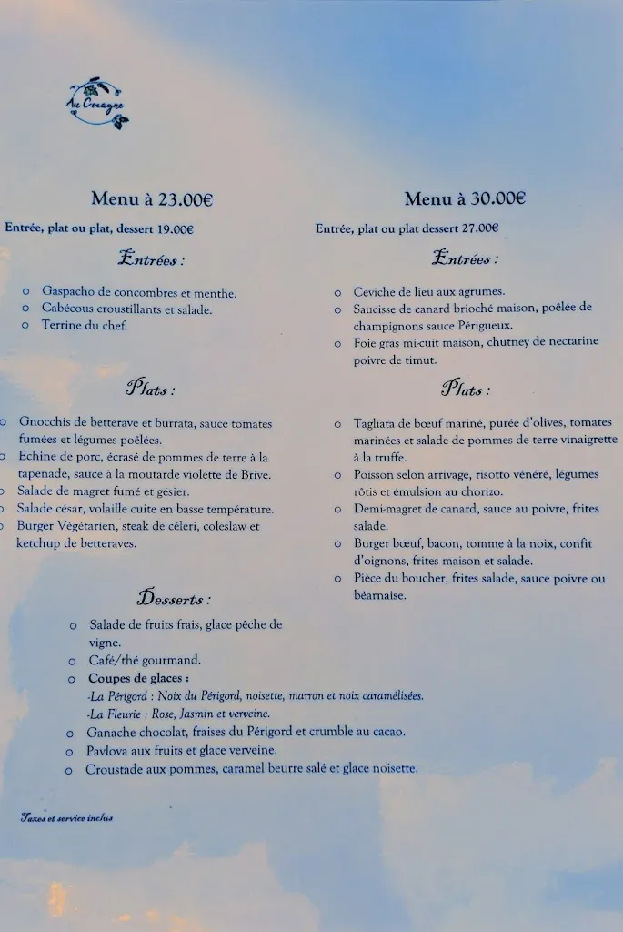 Menu_Au Cocagne_Périgueux_image_4
