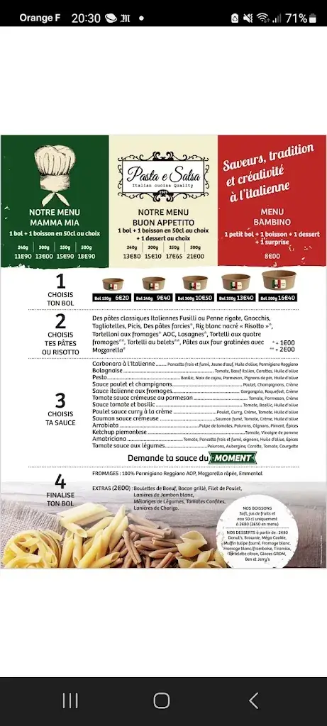 Menu_Trattoria Pasta e Salsa_Périgueux_image_1