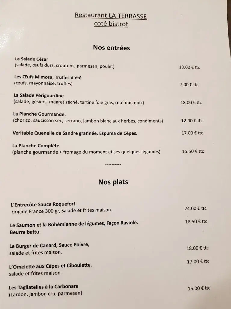 Menü_Restaurant La Terrasse_Périgueux_Bild_1
