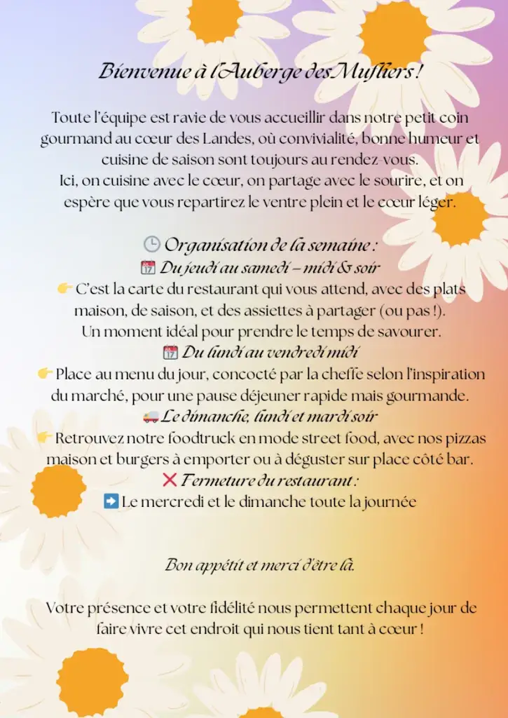 Menu_Auberge les Mufliers - Restaurant & Bar_Pontenx-les-Forges_image_3