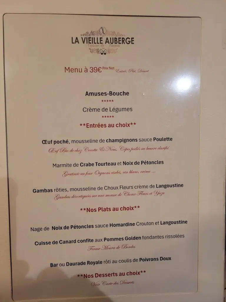 Menu_Restaurant La Vieille Auberge_Ibos_image_3