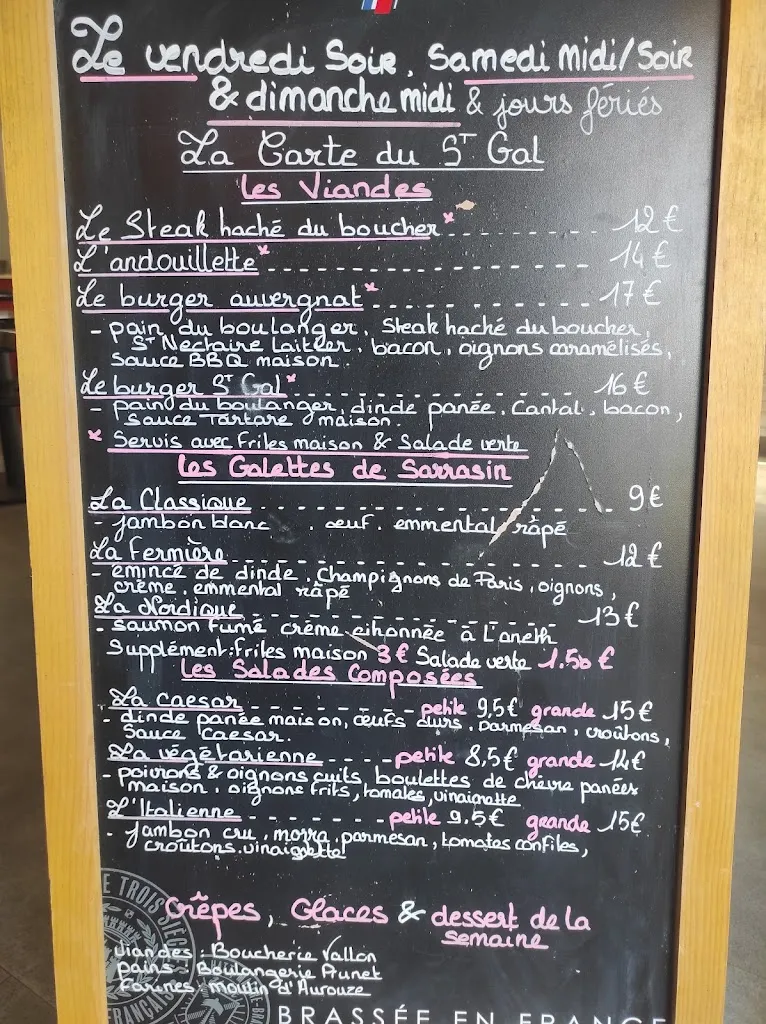 Menü_Le Saint Gal Bar_Langeac_Bild_1