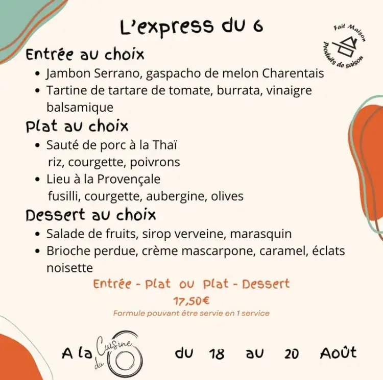 Menu_La Cuisine du 6_Puilboreau_image_1