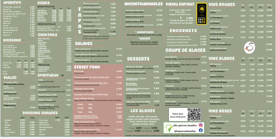Menu_Le Sparrow – Restaurant à Puilboreau Beaulieu_Puilboreau_image_1
