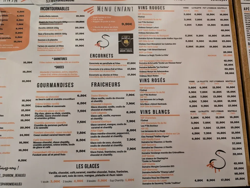 Menu_Le Sparrow – Restaurant à Puilboreau Beaulieu_Puilboreau_image_4