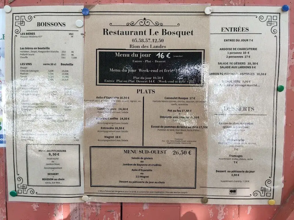 Menu_Restaurant Le Bosquet_Rion-des-Landes_image_1