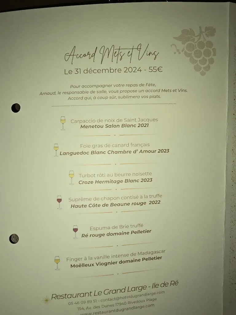 Menu_Restaurant Le Grand Large - Rivedoux Plage - Terrasse face mer_Rivedoux-Plage_image_4