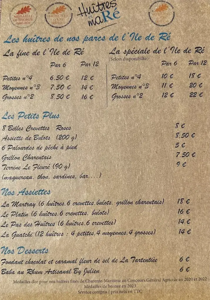 Menu_Huitres et Ma RÉ_Rivedoux-Plage_immagine_2