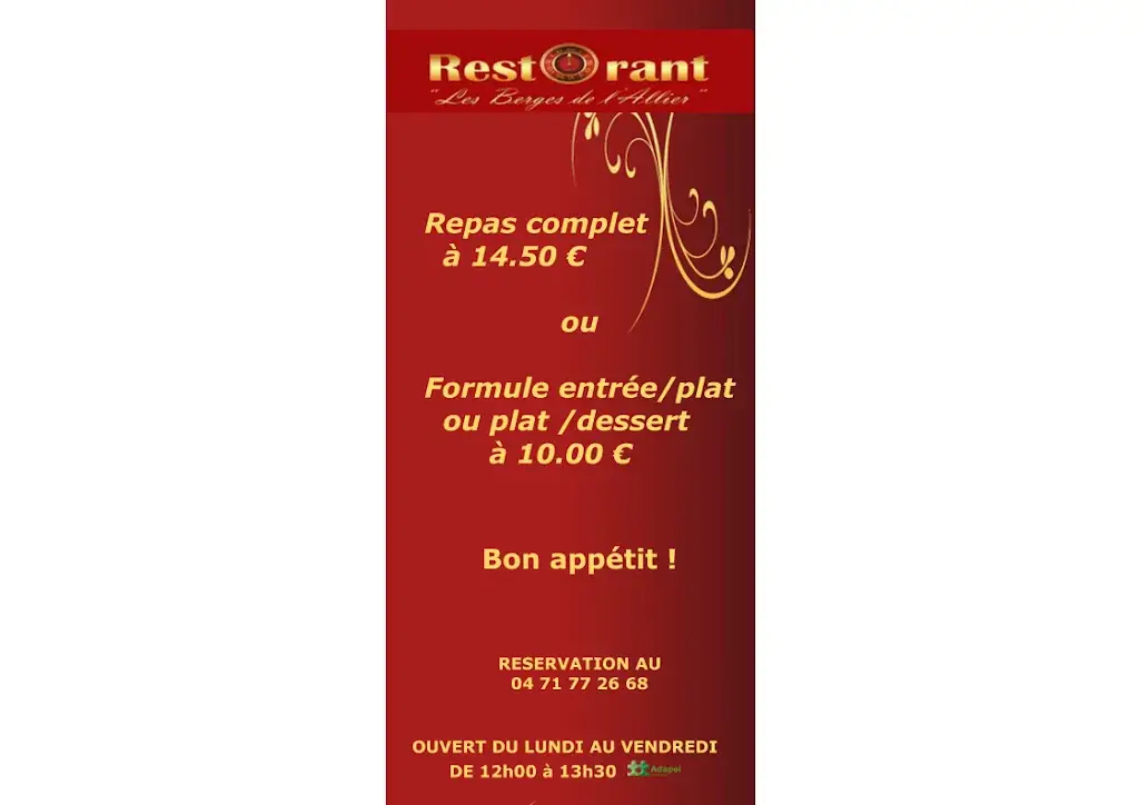 Menu_restaurant les berges de l'Allier_Langeac_image_1