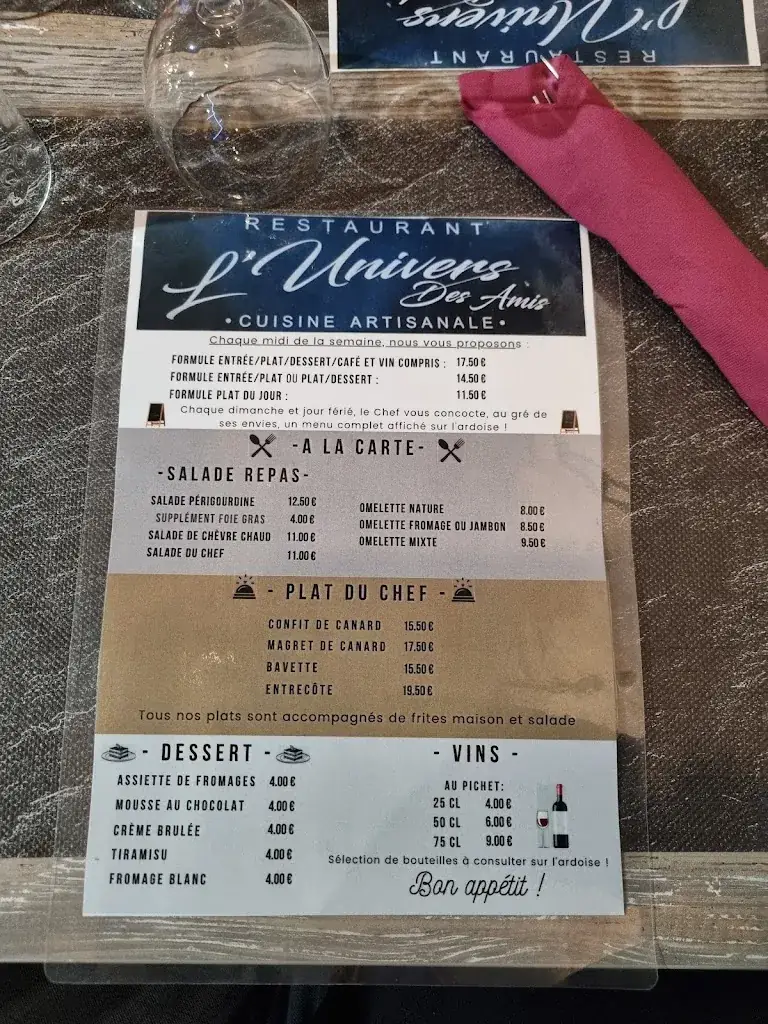 Menu_L'univers Des Amis_Ribérac_image_1