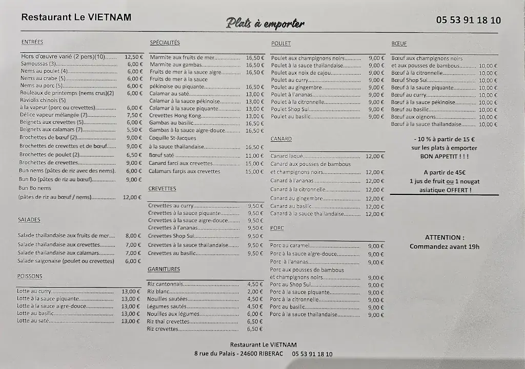 Menu_Le Vietnam_Ribérac_image_1