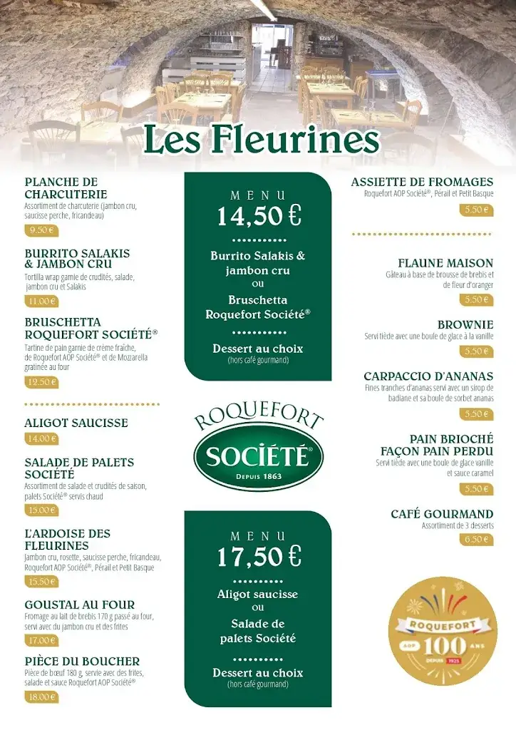 Menu_Restaurant les fleurines_Roquefort-sur-Soulzon_imagen_1