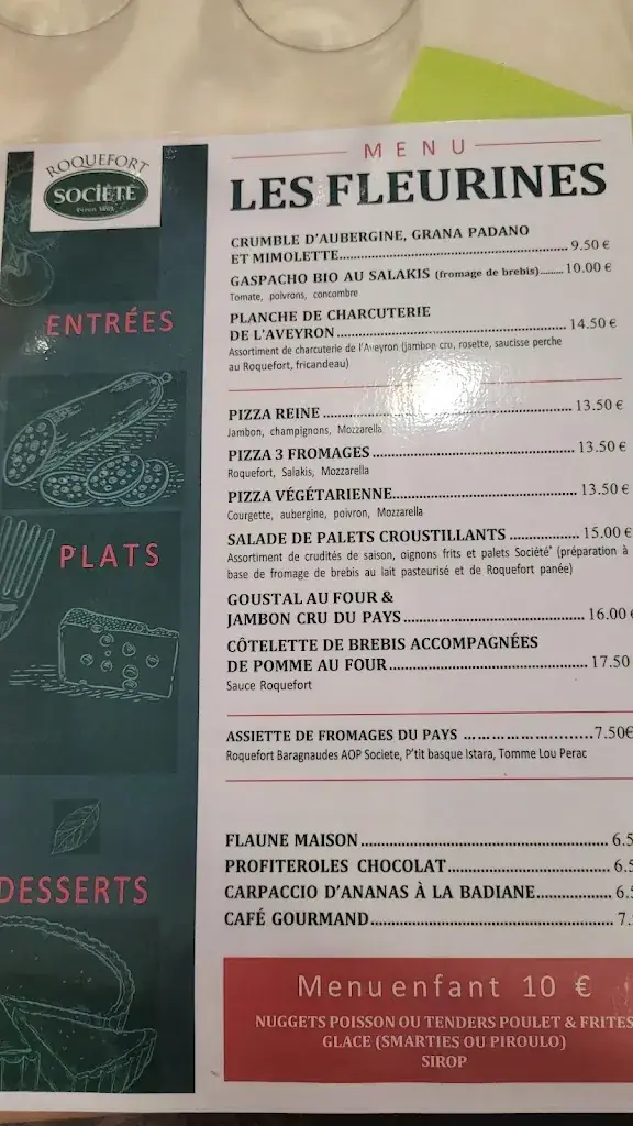 Menu_Restaurant les fleurines_Roquefort-sur-Soulzon_imagen_3