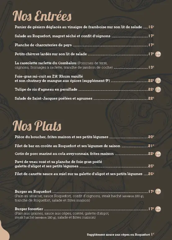 Menu_Hotel Le Combalou_Roquefort-sur-Soulzon_image_2